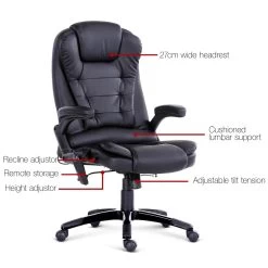 8 Point PU Leather Reclining Massage Chair – Black -Furniture Shop moc 09m bk 02
