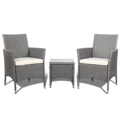 3 Piece Wicker Outdoor Chair Side Table Furniture Set – Grey -Furniture Shop odf bistro rattan ge 02 1