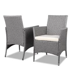 3 Piece Wicker Outdoor Chair Side Table Furniture Set – Grey -Furniture Shop odf bistro rattan ge 04 1