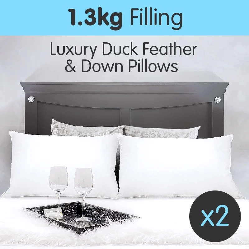 Duck Down Feather Pillow Twin Set – 1.3kg 4 Duck Down Feather Pillow Twin Set – 1.3kg - Image 2