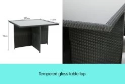 9pc Outdoor Furniture PE Rattan Cube Dining Garden Set -Furniture Shop rta asa 929 9pc bk f 2a