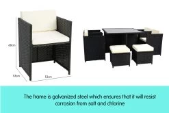 9pc Outdoor Furniture PE Rattan Cube Dining Garden Set -Furniture Shop rta asa 929 9pc bk f 4a