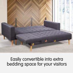 Sarantino Linen Fabric Corner Sofa Bed Couch Lounge W/ Chaise D.Grey -Furniture Shop sfa ygg 6912 lnn dgry 2