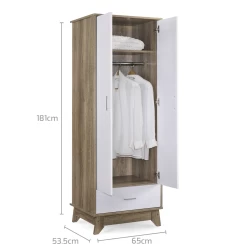 2 Door Wardrobe W/ Drawer Oak -Furniture Shop wardrobe d 4