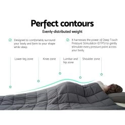 Weighted Blanket Adult 5KG Heavy Gravity Blankets Microfibre Cover Calming Relax Anxiety Relief Grey -Furniture Shop wblanket ct 5kg 03